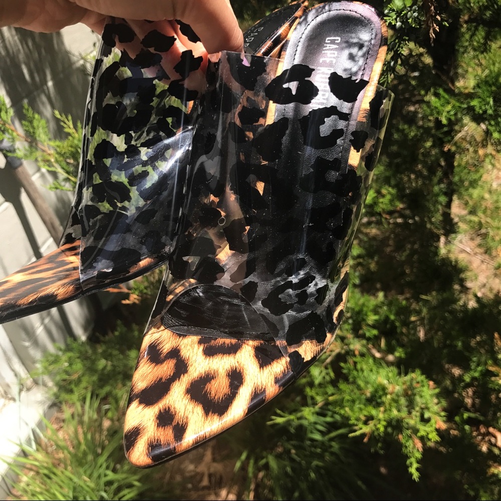 🆕 BROWN BLACK LEOPARD PRINT CLEAR WEDGES! - Picture 6 of 8